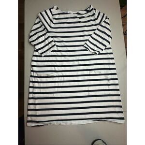 The Nines by Hatch Women's Black White Striped Tunic Shirt Dress Size Large